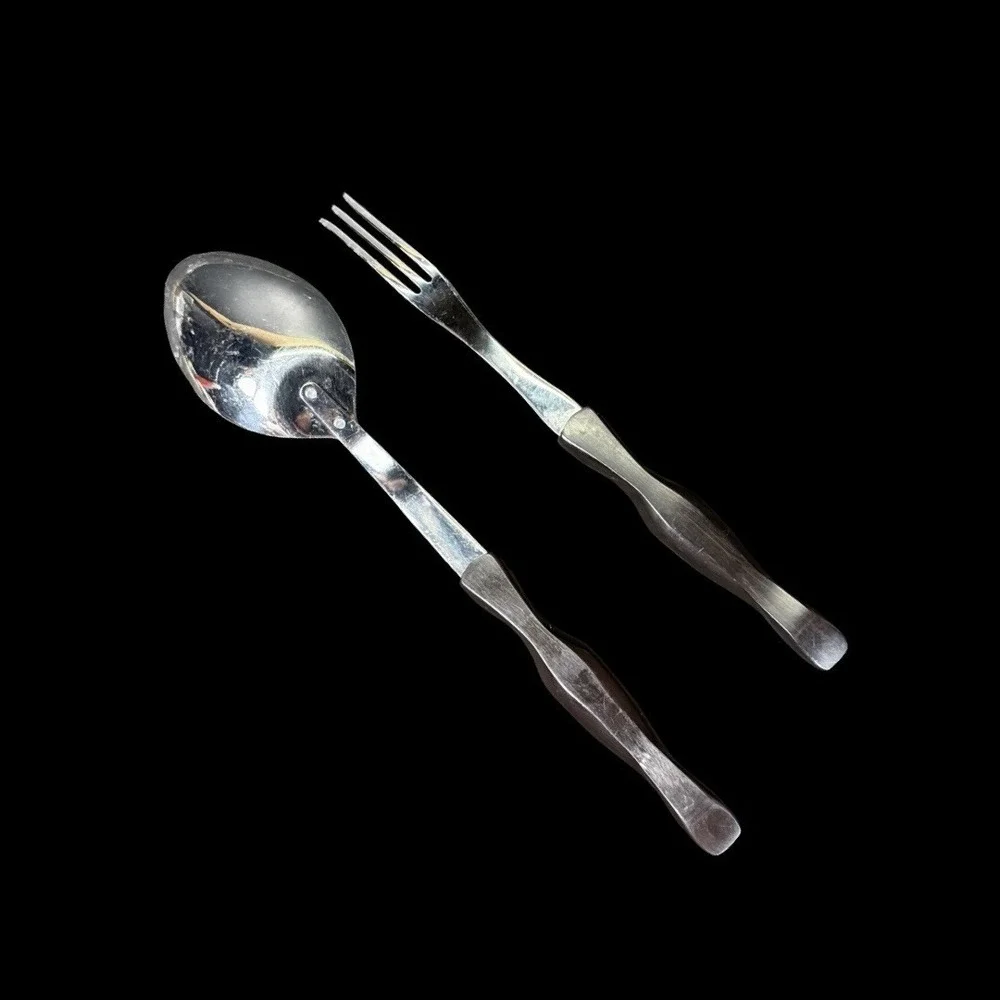 Cutco Serving Set‎ Spoon 17KI and Carving Fork 1726 KI Brown Swirl Handle